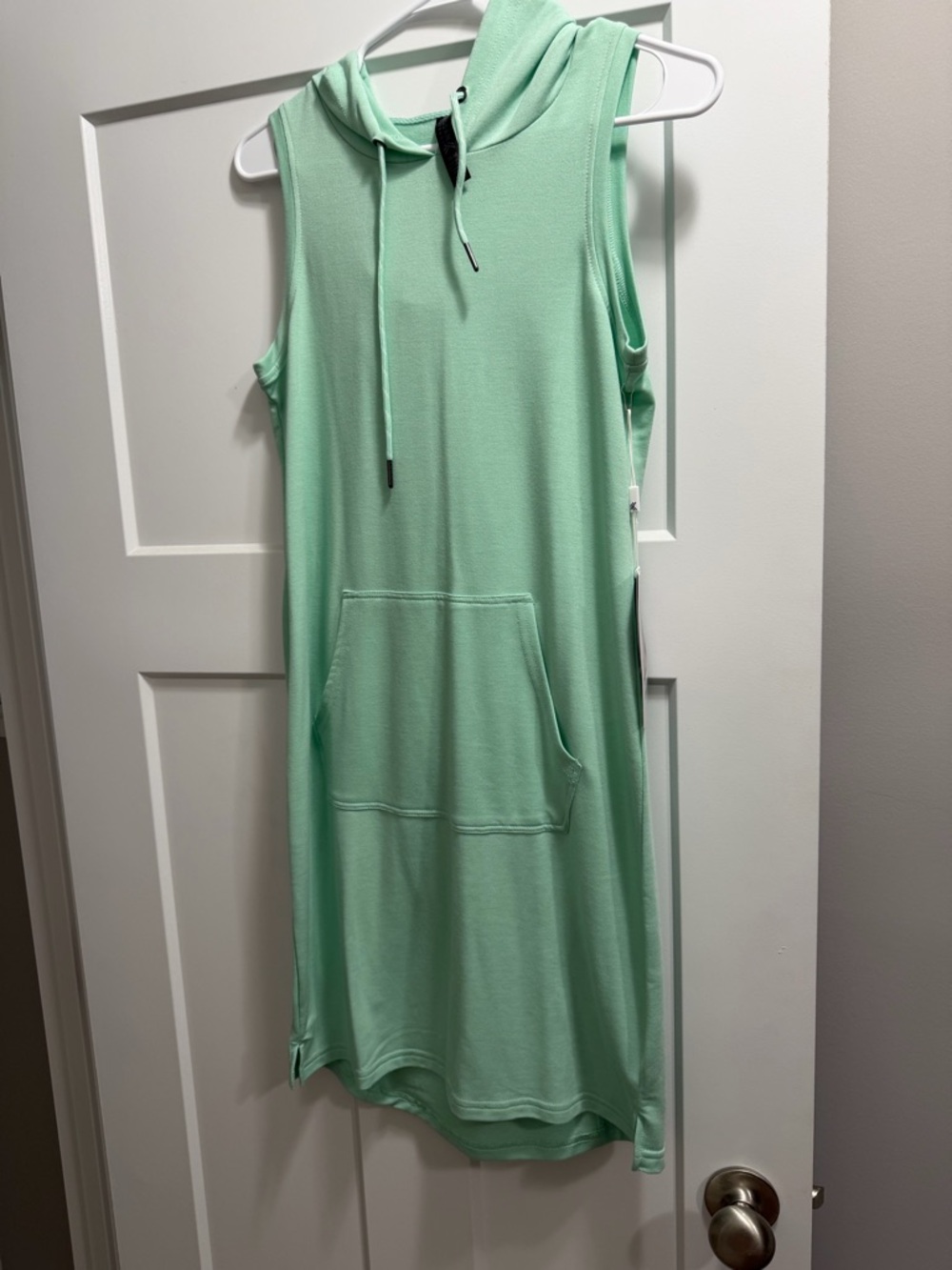 Sleeveless Hoodie Dress in Mint Green